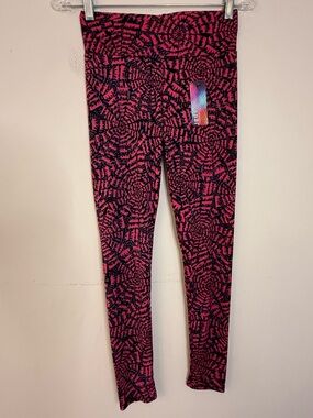 Jera crop leggings web pattern bold pink purple & black SZ XS